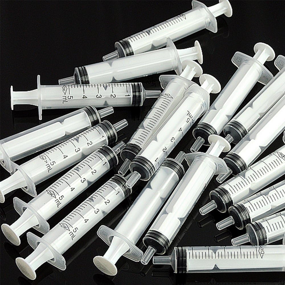 5mL Disposable Sampler Plastic Syringe Cubs Measuring Nutrient Hydroponic 50 Pcs