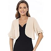 Women Shrug Soft Chiffon Open Front Sheer 3/4 Sleeve Bolero Cardigan for Evening Dress