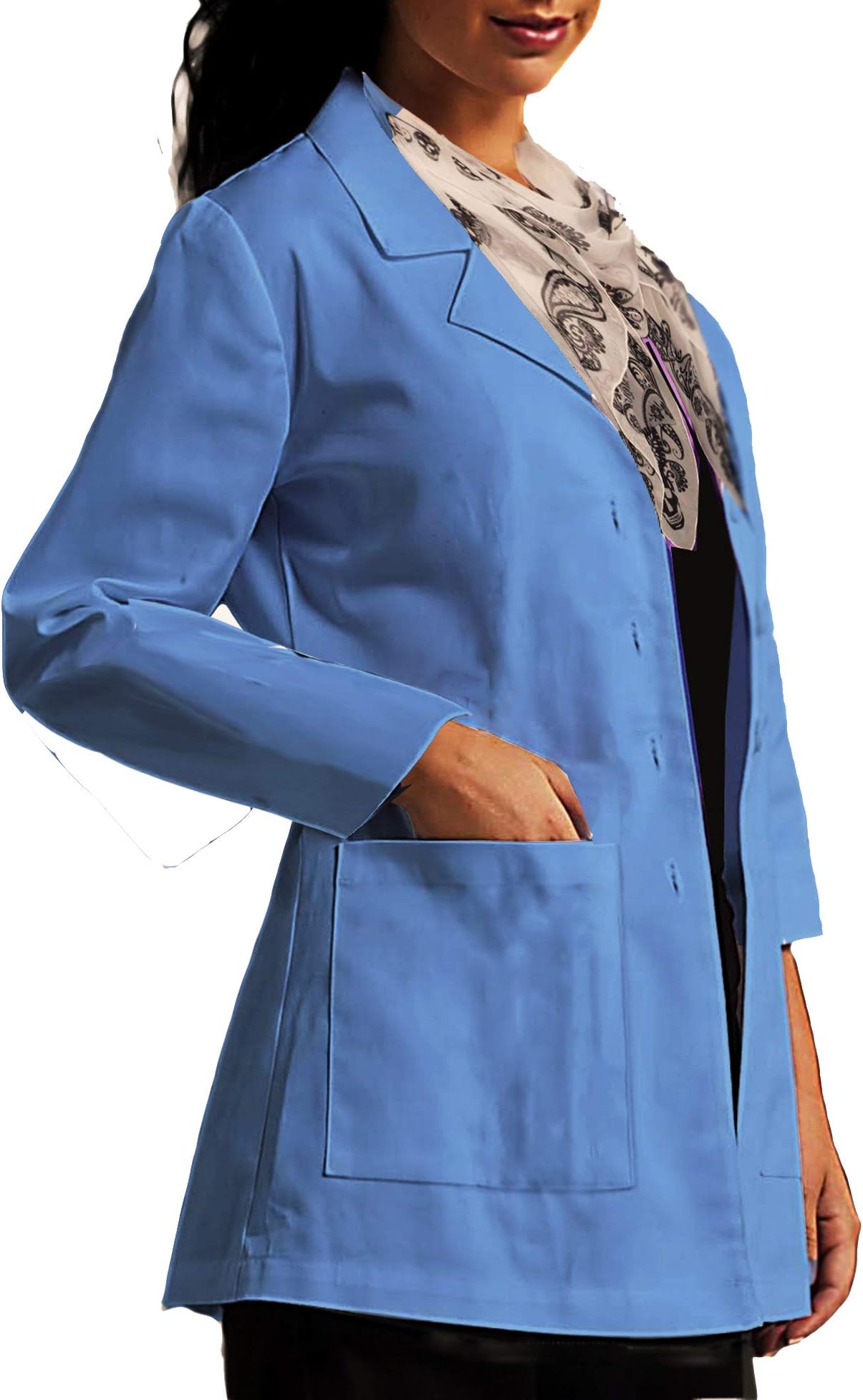 ViVy Shawl Collar Long Sleeve Apron for Women and lab Coat