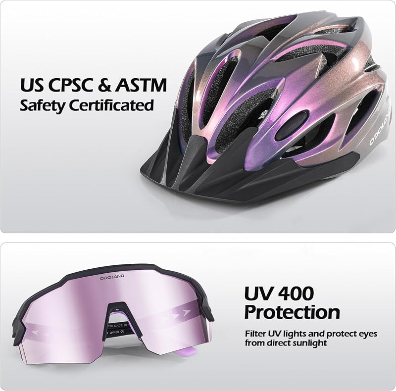 Fahrradhelm mit Fahrradbrille Set, Rennradhelm für Herren und Damen