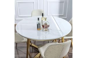 AimerGro Multi-Size Round Clear PVC Table Protector Pad 24 Inch Dia 1.5mm Thick Plastic Tablecloth Cover Clear Vinyl Coffee Dining Room Table Pad Mat Protector for End Table Night Stand Office Desk