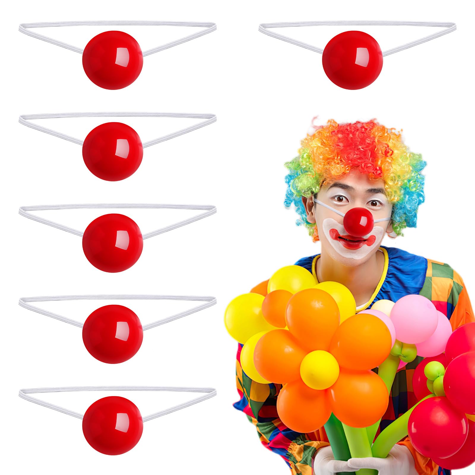 Tomaibaby Light up Red Nose: 6PCS Glowing Reindeer Nose with LED Light - Clown Costume Accessories for Christmas Halloween Party Cosplay Masquerade Stage Dress up Props