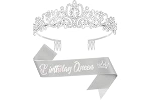 Queenship Birtthday Tiara Crown with Sash for Women Birthday Queen Party