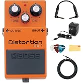 Boss DS-1 Distortion Bundle with Gearlux Power Supply, Instrument Cable, Patch Cable, Picks, and Austin Bazaar Polishing Cloth