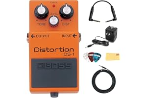 Boss DS-1 Distortion Bundle with Gearlux Power Supply, Instrument Cable, Patch Cable, Picks, and Austin Bazaar Polishing Cloth