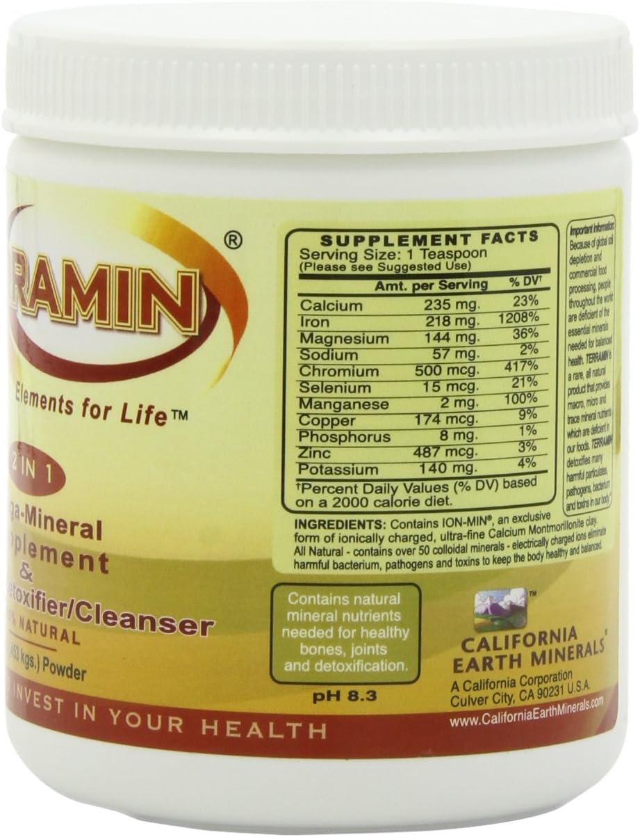 Ion Charged Terramin Mega-Mineral Supplement & Internal Detoxifier/Cleanser, 1-Pound Powder Jar: Health & Personal Care