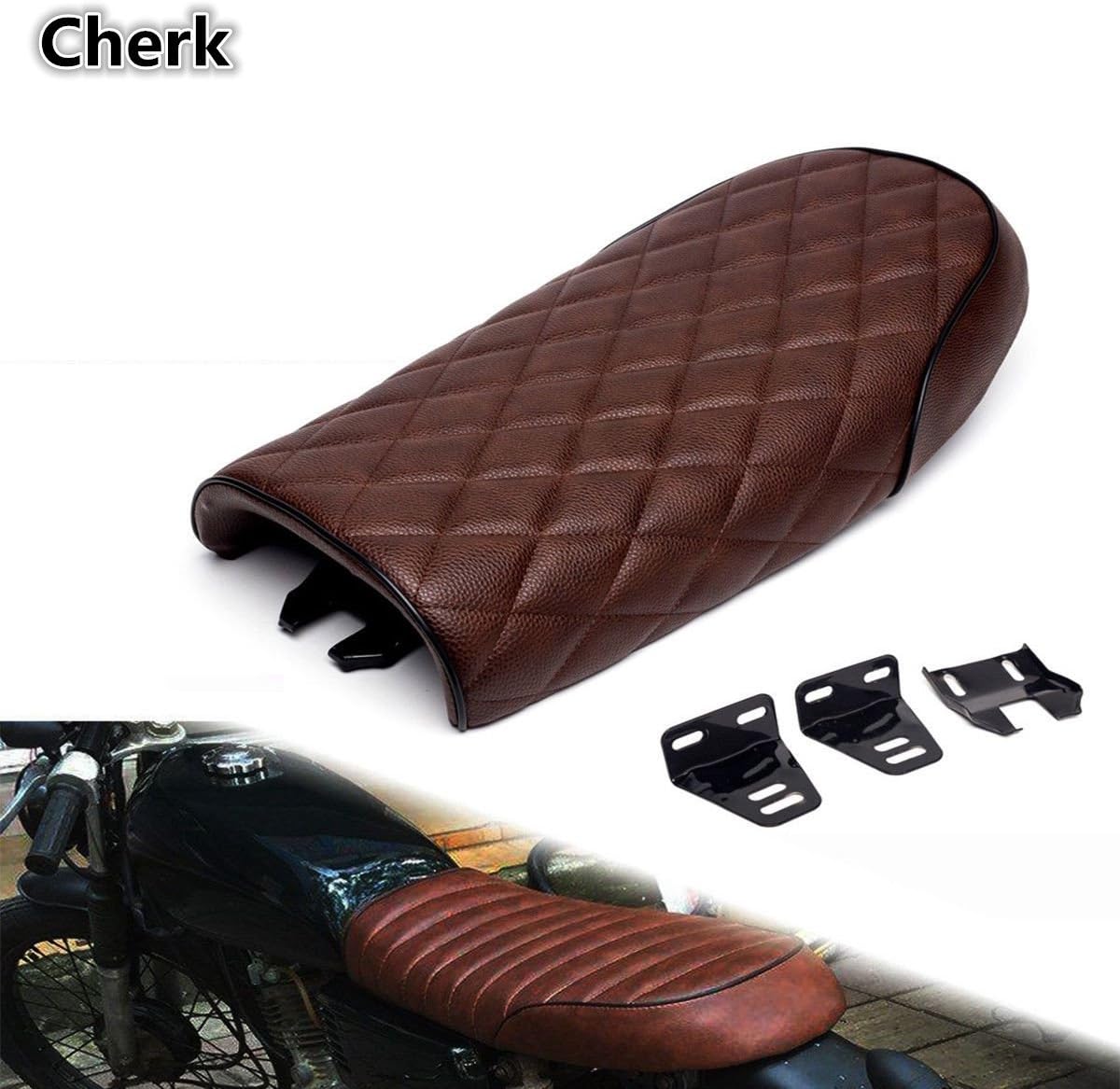 Brown Flat Brat Universal Seat Cafe Racer Vintage Seat Tracker Scrambler Saddle for Suzuki GS Yamaha XJ XS Honda CB CL