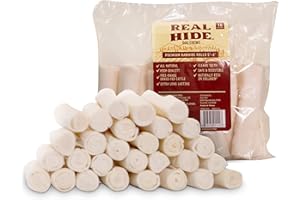 Real Hide | All Natural Dog Chew Treats - Premium Rawhide Rolls, 5-6 Inch - Long Lasting Grass Fed Free Range Beef Hide - Small/Medium Dogs - 16 Count