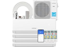 COSTWAY 30k Quad 4 Zone Mini Split Air Conditioner, 23 SEER2, 9k+9k+9k+12k BTU, 208-230V, Wifi Enabled Multi Zones Mini Split AC Heat Pump Full Set, Ductless Energy Star