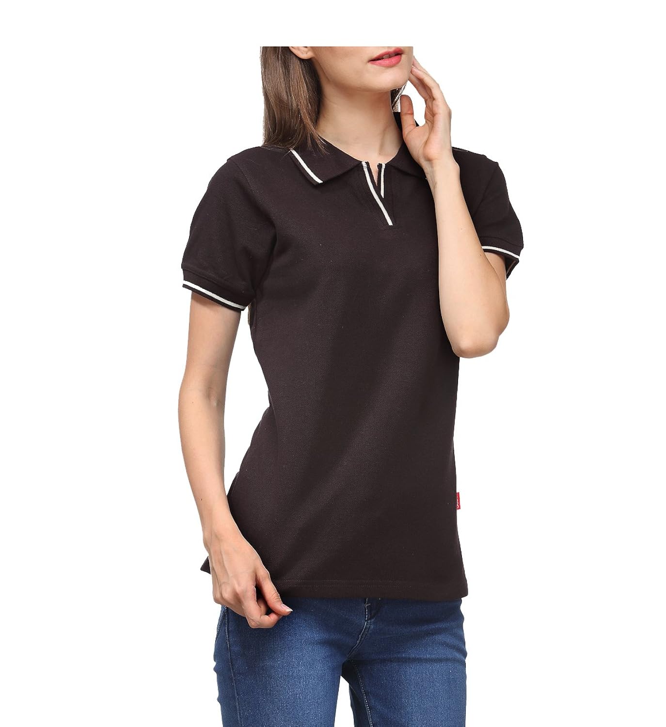 scott women's premium cotton polo t-shirt - coffee brown