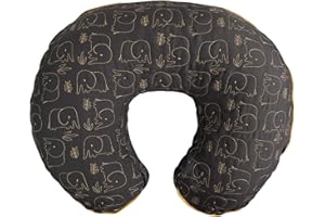Boppy Nursing Pillow Luxe Support , Charcoal Quilted Elephants, Ergonomic Nursing Essentials for Bottle and Breastfeeding, Firm Fiber Fill, with Soft Removable Nursing Pillow Cover, Machine Washable