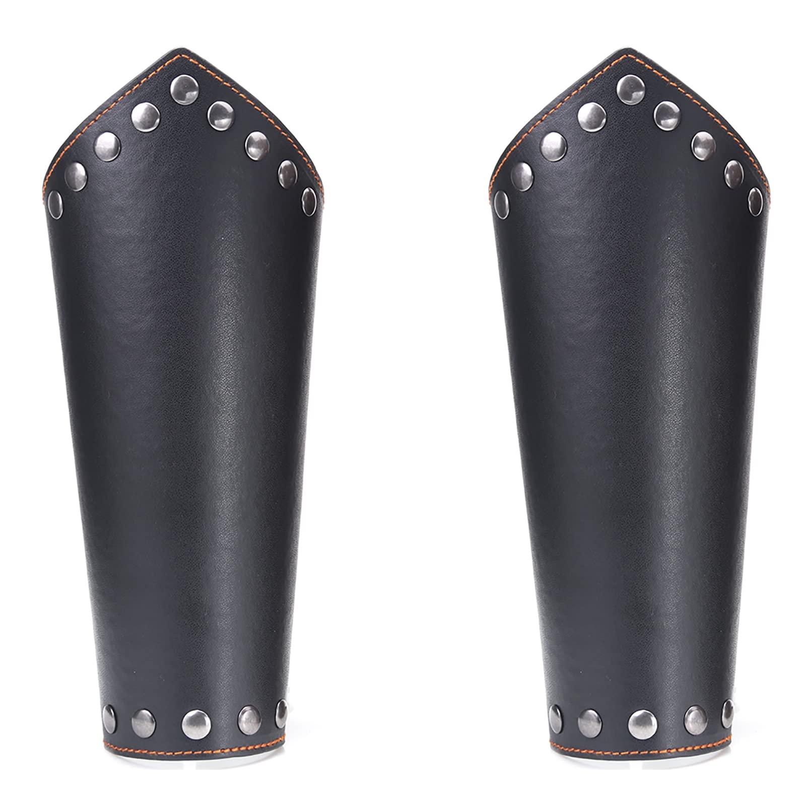 2 Pieces Faux Leather Arm Guards, Viking Gauntlet Wristband, Medieval Archery Bracers, Vintage Cowhide Cuff Wristband, Personalized Bracers for Men (Black)