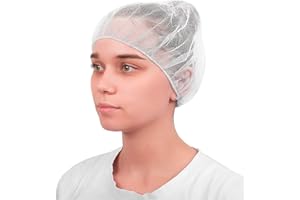EZGOODZ White Disposable Hair Net 18 inches. Pack of 100 Nylon Disposable Bouffant Caps for Kitchen Use. Unisex Lightweight Hair Nets for Food Service. Breathable Hairnets for Cooking