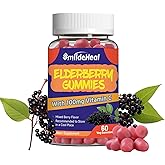 SmildeHeal Elderberry Gummies, Elderberry Extract 300mg, with Vitamin C and Zinc, Strawberry Flavor Gummies, Non-GMOs, Gluten Free, Vegan-Friendly, Immune Support, 60 Count
