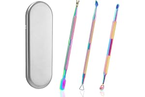 BQAN Nail Cuticle Pusher 3PCS, Stainless Steel Dual Head Cuticle Remover Tool for Manicures and Pedicures (Rainbow)