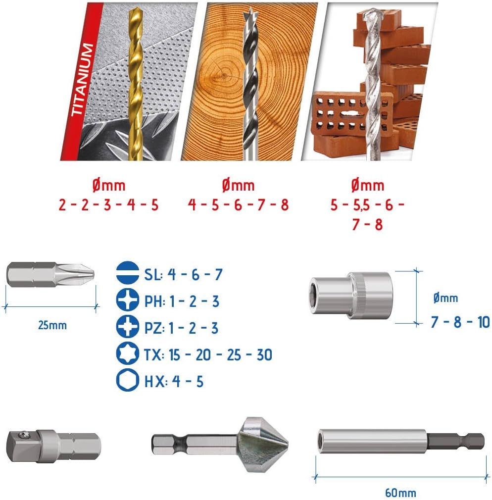 Krino 9030284 Start Set Mixed for Screwing and Drilling Blue, Set of 36, Variety pack - Image 4