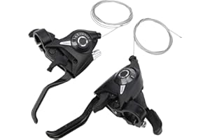1Pair 3x7 21 Speed Brake and Shifter Levers Combination Set with Gear Shift Cable Black