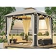 Heavy Duty Garden Gazebo,Pavilion Gazebo with Mosquito Netting, 10x10 Patios Canopy Outdoor Waterproof,Backyard Gazebo with Galvanized Steel Frame