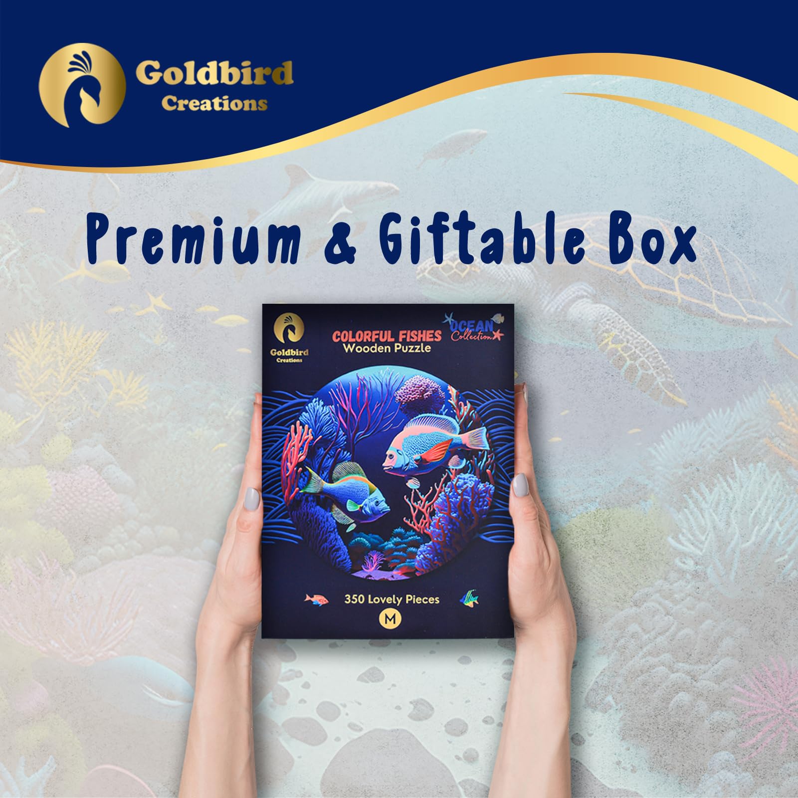 Eco-Friendly Wooden Puzzles for Adults & Kids - 300 Piece Wood Puzzles - Relaxation & Brain Training - Whimsical Pieces - Premium Gift Box - Colorful Fishes Jigsaw Puzzle