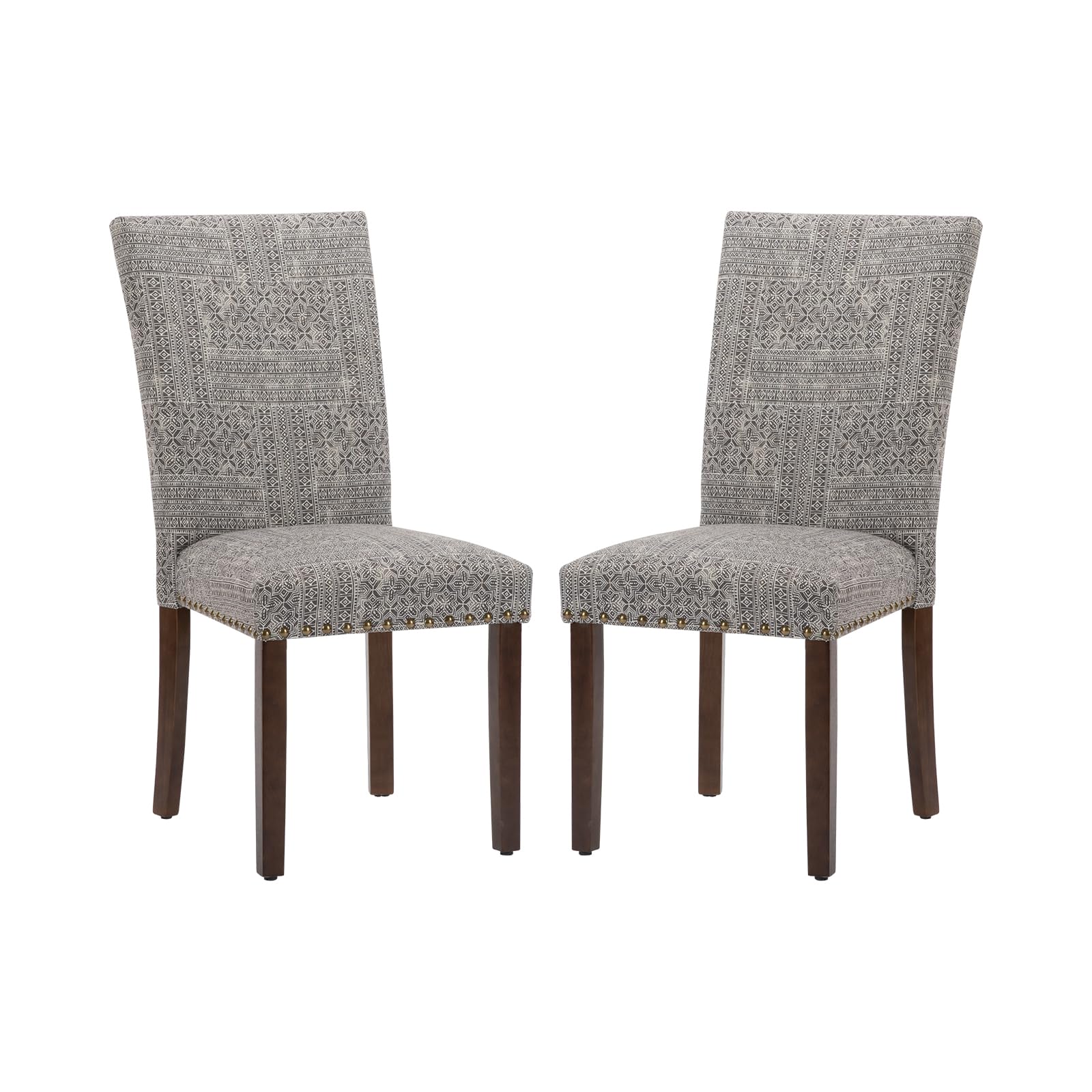 Photo 1 of ***SIMILAR***

 COLAMY Upholstered Parsons Dining Chairs Set of 2, Fabric Dining Room Kitchen Side Chair with Nailhead Trim and Wood Legs - Boho