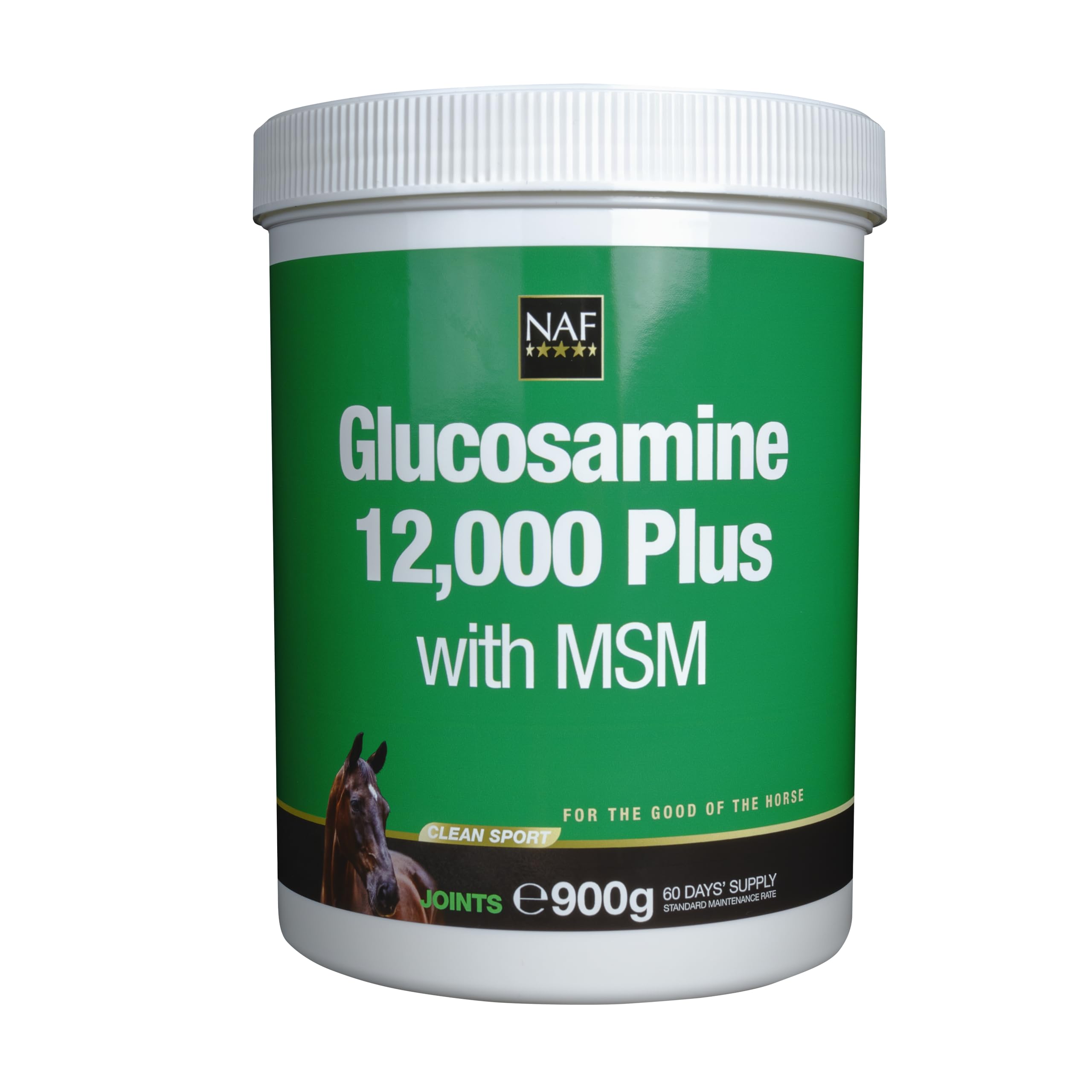 NAF Glucosamine 12,000 Plus with MSM – 900g Joint Support Supplement for Horses – High-Strength Glucosamine Sulphate & MSM – Supports Mobility, Flexibility & Connective Tissue Health