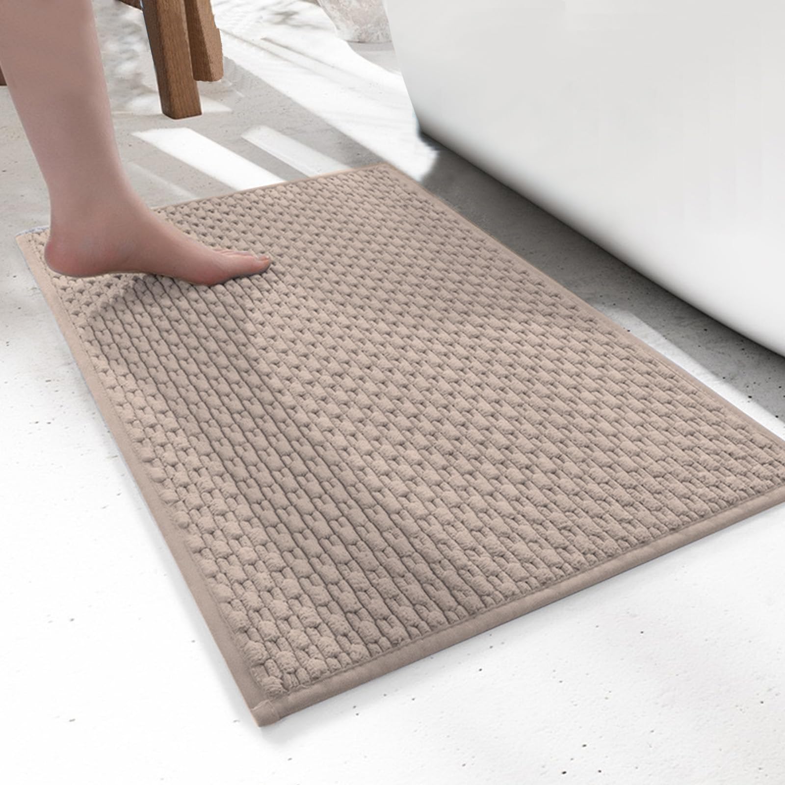 Photo 1 of XYSaiXuan Bathroom Rugs Mat, Super Soft Bath Rugs Non-Slip, Quick Dry Washable Tub Floor Mats, Fluffy Absorent Rug for Bathtub, Shower Room, Under Sink (Coffee,19.6" x 31.5")