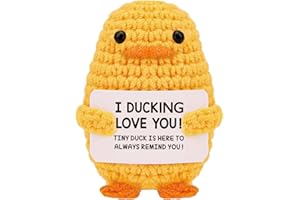 Rivanoer Gifts for Women,Inspirational Crochet Positive Duck,Birthday Gifts for Women Cute Handmade Potato Knitted Duck Toy with Positive Card Cheering I Love You