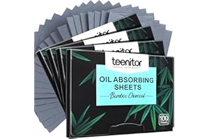 Teenitor 400 Counts Oil Blotting Papers for Face, Bamboo Charcoal Oil Absorbing Sheets for Oily Skin, Oil Blotting Sheets for Face, Oil Absorbent Pads Blotter Paper, Oil Face Wipes Large 10cmx7cm