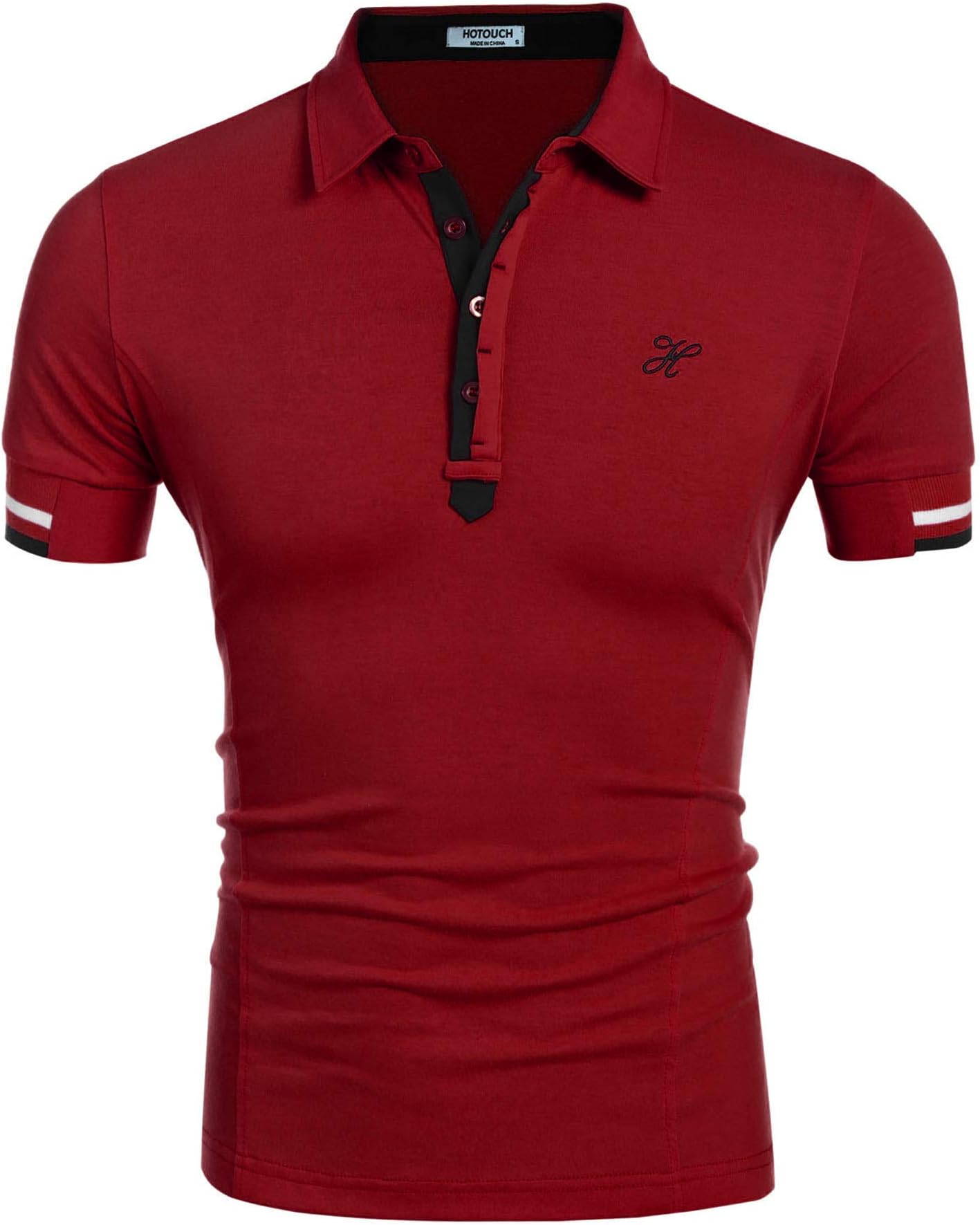 Hotouch Mens Fashion Polo Shirt Short Sleeve Sport Polo T-Shirts Casual Slim Fit Polo Tee Basic Golf Tee