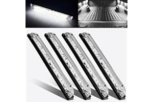 nifeida 8" Clear Lens 18LED Waterproof Utility Strip Light Bar Surface Mount for 12V Marine Boat RV Interior Light Slim Line Pickup Truck Trailer Under Hood Lights Side Marker Lamp [Pack of 4]