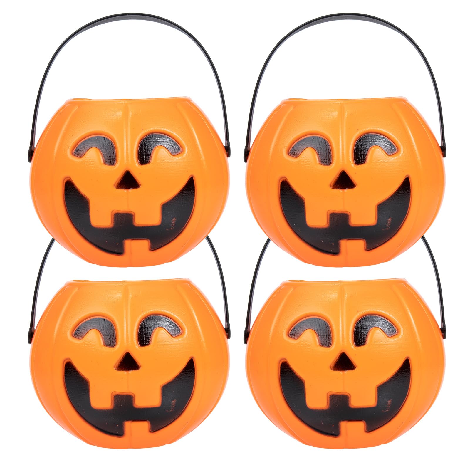 4pcs Halloween Pumpkin Bucket Plastic Trick or Treat Pumpkin Candy Pail for Photo Props Treat Bags Halloween Party Favors Decoration