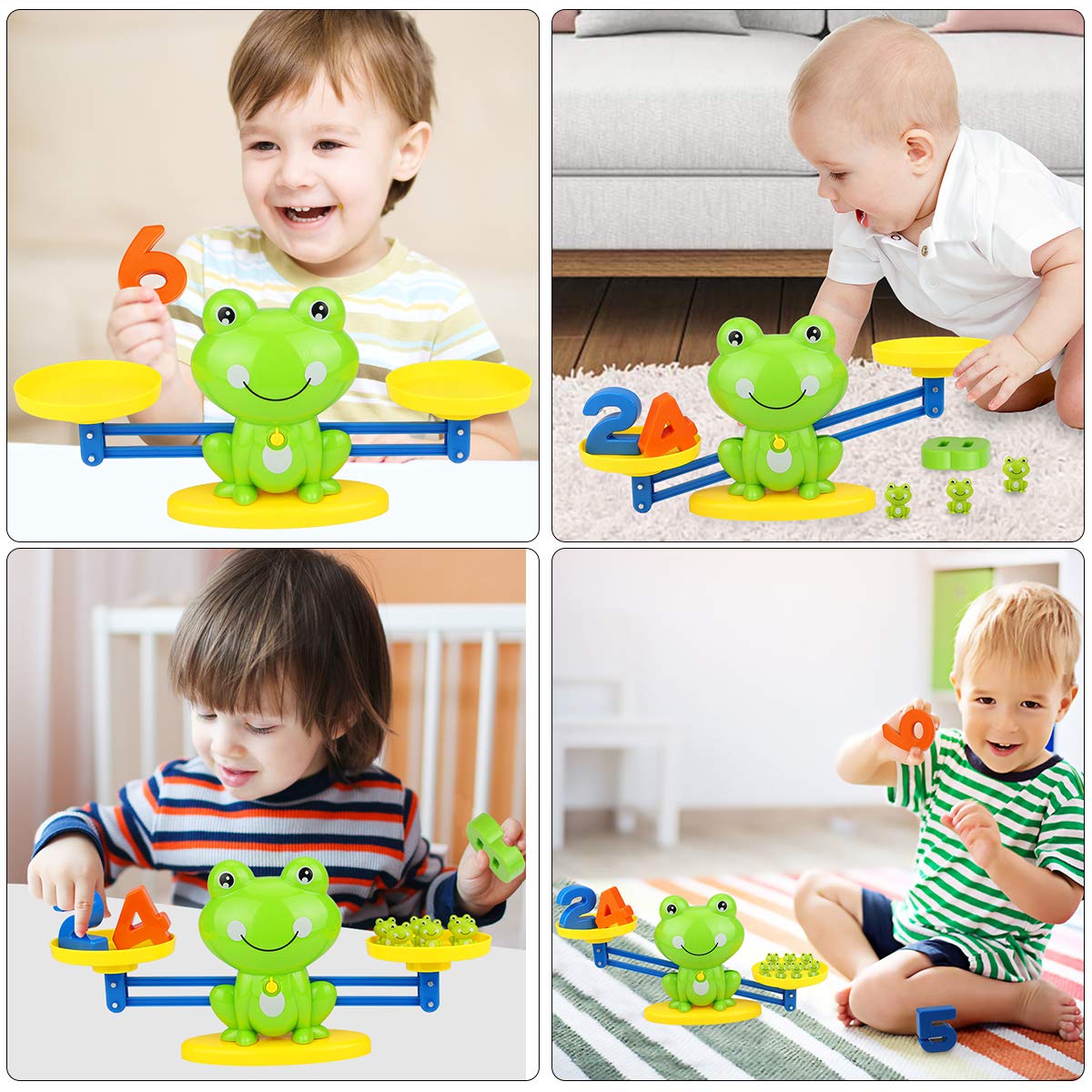 Aitbay Cool Math Game, Preschoolers Frog Balance Counting Toys for Boys & Girls Educational Number Toy Fun Children's Gift STEM Learning Age 3+ (63 PCS)