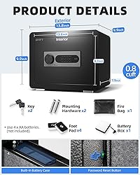 DAYI Safe Box, 0.8 Cubic Feet Home Safe with