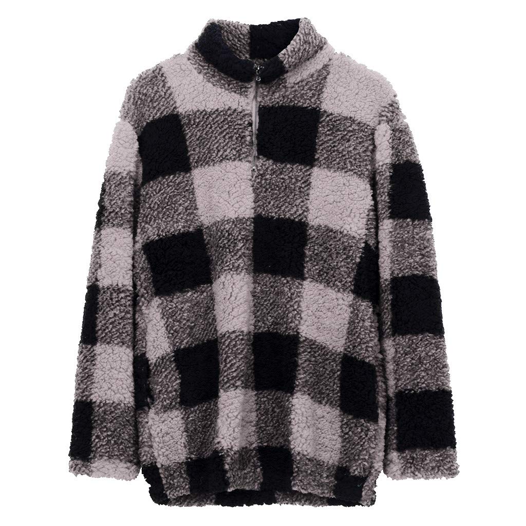 buffalo plaid sherpa pullover women's