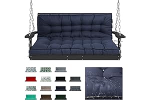 Swing Replacement Cushions with Backrest, 2 or 3 Seater Waterproof Non-Slip Overstuffed Swing Pad, Indoor/Outdoor Bench Cushi