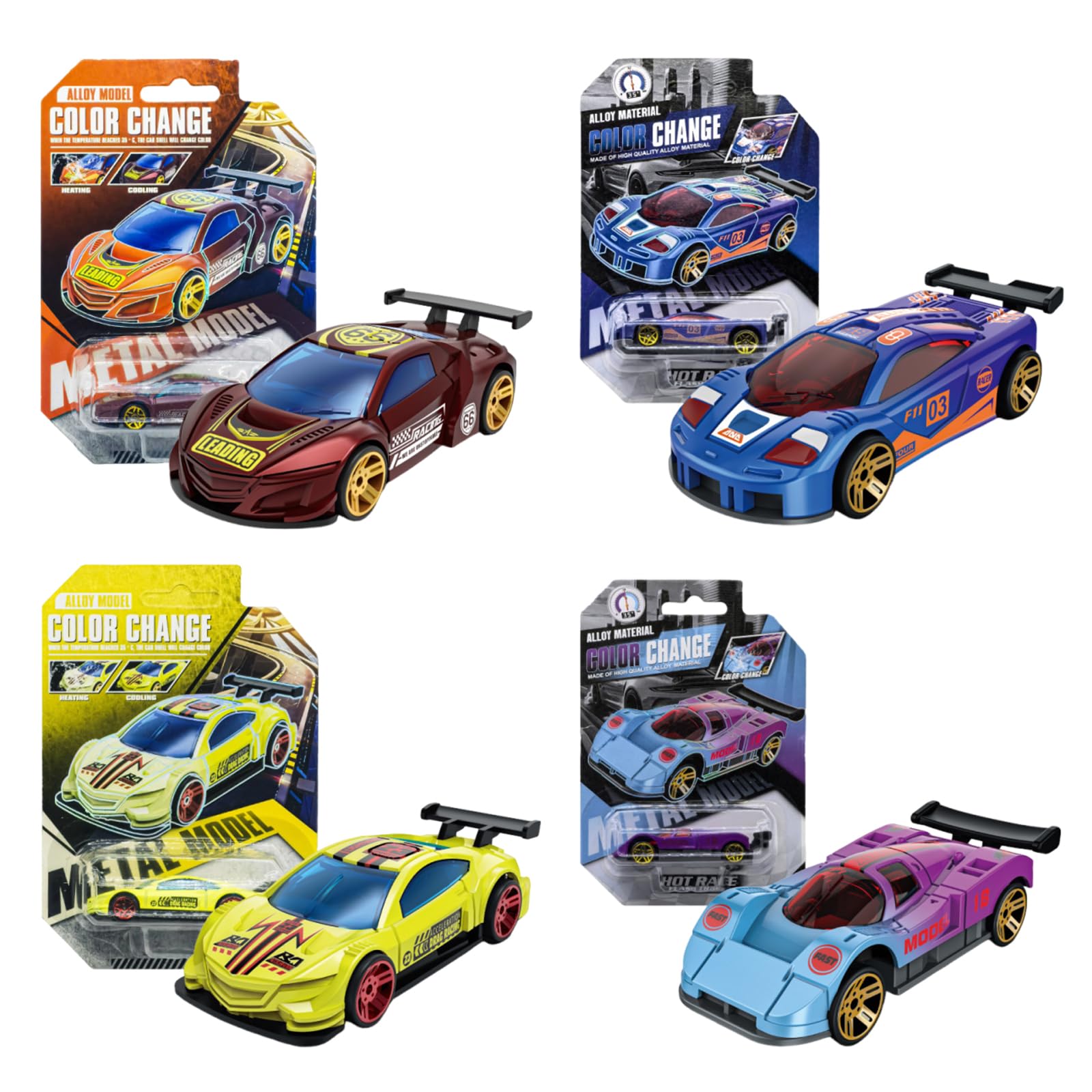 DiiWmme 4 Pack Color Changing Cars, Water Activated Toys, Alloy Car Toys That Transform in Warm and Cold Water, Perfect for Bath Time, Sensory Play, and as Boys Birthday or Easter Gifts (B, 4 Pack) — image 1