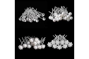 40Pcs Bridal Wedding Hair Pins, BetterJonny Crystal Pearl Flower Hair Barrettes U-Shape Hair Clips for Wedding Prom Bride Bri