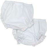 I.C. Collections Baby Girls White Double Seat Diaper Cover Bloomers