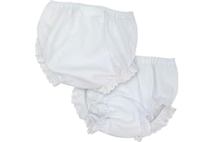IC COLLECTIONS I.C. Collections Baby Girls White Double Seat Diaper Cover Bloomers