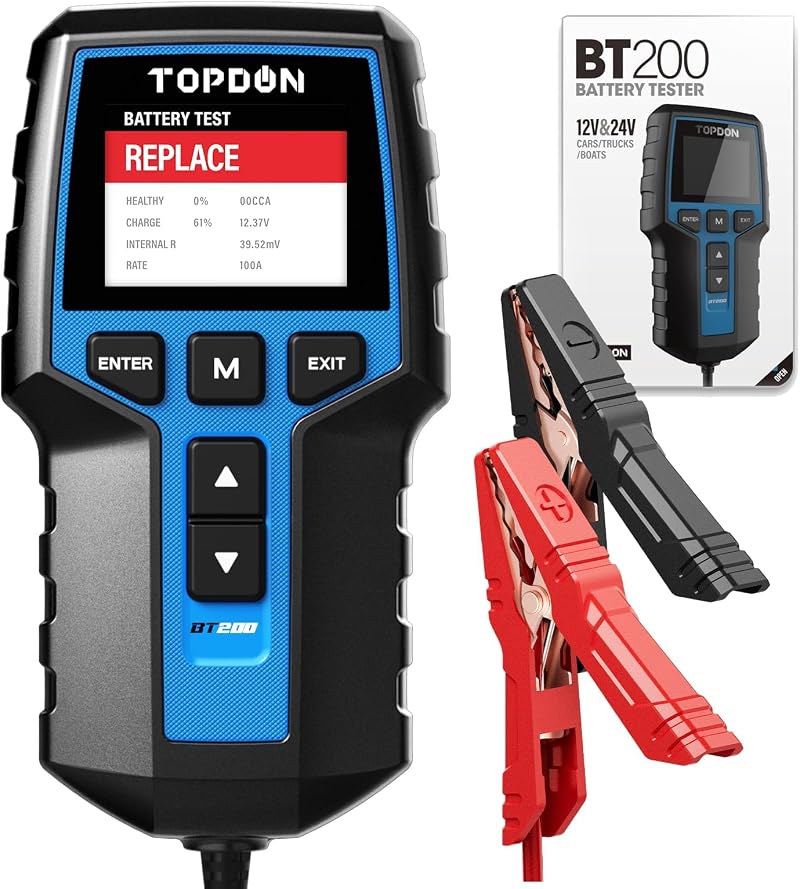 TOPDON BT200-A Car Battery Tester 12V/24V 100-2000 CCA with Tests