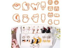 Puocaon Cats Polymer Clay Cutters - 16 Pcs Small Cat Stud Clay Cutters for Earrings, Hanging Cat Dangle Earrings Polymer Clay Cutters, Cute Kitten Gesture Clay Cutters