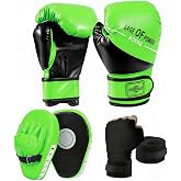 3-in-1 Boxing Gloves and Punching Mitts Set for Kids, Sports Boxing Gloves Boxing Pads with Hand Wraps, Kids Boxing Equipment Set for MMA, Karate, Muay Thai, Taekwondo