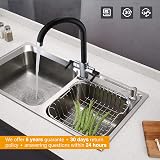 Hapilife Matte Black Chrome Kitchen Sink Mixer Tap 1 Hole Swan Neck view 2