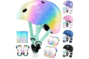 Vvinca Kids Toddlers Bike Helmet Adjustable for Ages 3-5-8 Years, Knee Pads and Elbow Pads Set Wrist Guard Sports Protective Gear Set for Roller Skate Bicycle Skateboard Scooter Girl Boy Birthday Gift