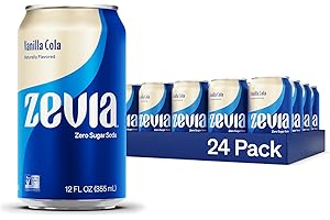Zevia Zero Sugar, Vanilla Cola Soda, 355 mL Cans (Pack of 24)