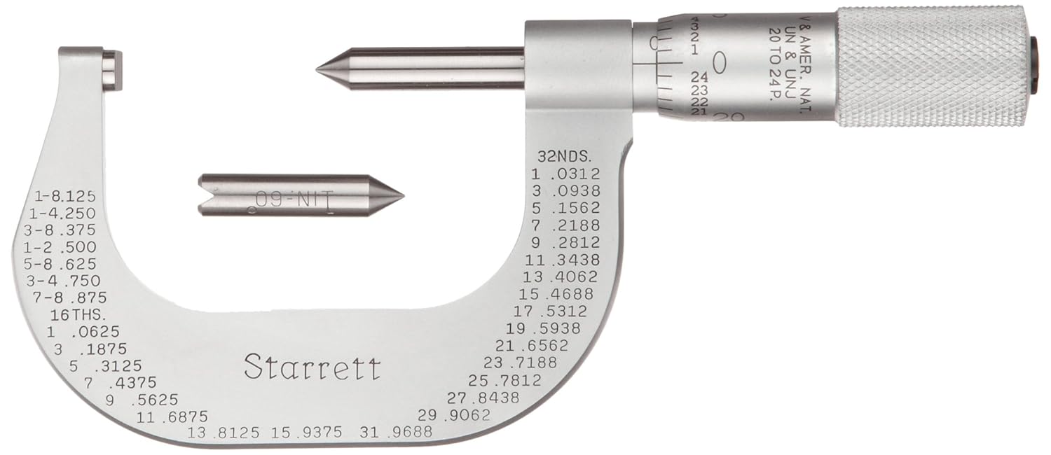 01 Pitch Dia. Plain Thimble 1418 Threads/Inch Range Starrett 575CP