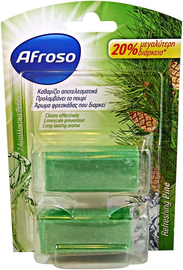 Afroso WC Block Refreshing Pine 2 x 40g 1.41oz Refill