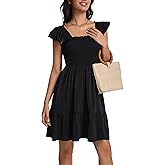 DHDZO Women's Summer Short Sleeve Casual Dresses V-Neck Floral Party Dress with Pockets