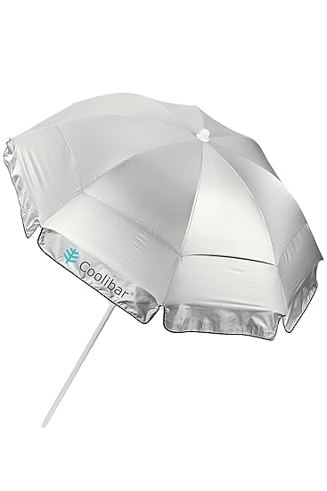 Coolibar UPF 50+ 6 Titanium Beach Umbrella - Sun Protective (One Size- Silver)