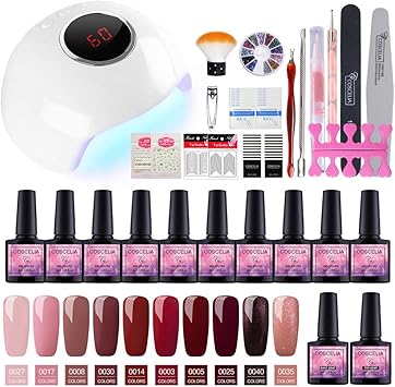 Kit Manucure 24w Lampe Uvled 10 Pc Vernis Semi Permanent à Ongle Soak Off Gel Polish Top Coat Base Coat Gel Strass Stickers Outils Décorations